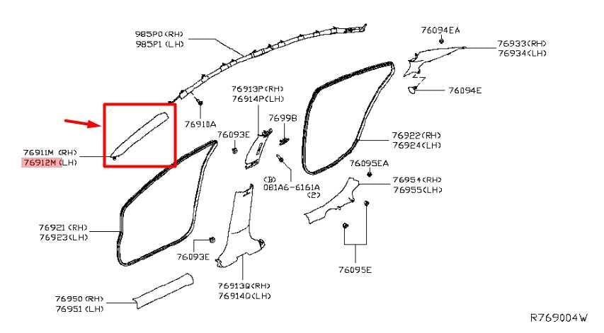19-24 Nissan Altima SL Front LH Side Windshield A-Pillar Trim Cover 76912-6CA0A - Alshned Auto Parts