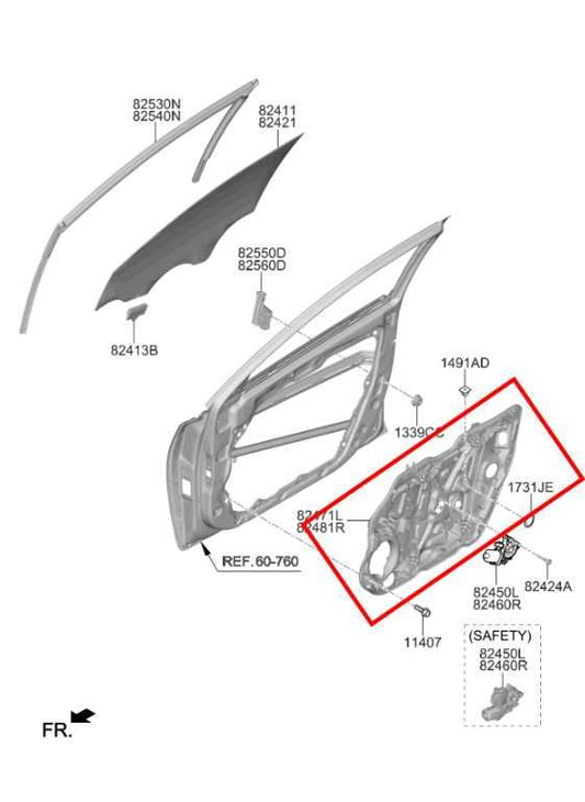 19-24 KIA Forte LXS Front Right Door Window Regulator w Carrier Plate 82481M6220 - Alshned Auto Parts