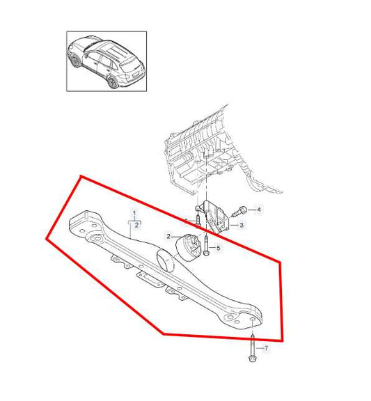 11-14 Porsche Cayenne Rear Transmission Mount Crossmember Support Carrier *ReaD* - Alshned Auto Parts
