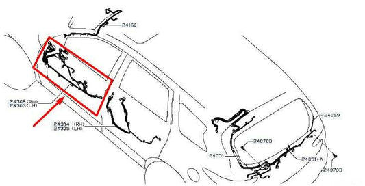 2016-2019 Nissan Pathfinder Front Left Driver Door Wire Harness 24125-9PJ0C OEM - Alshned Auto Parts