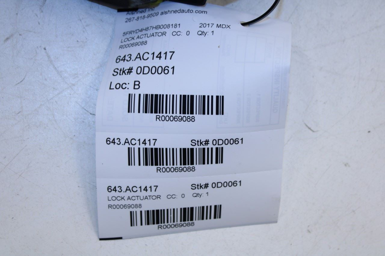 2014-20 Acura MDX Advance Rear Left Side Door Lock Latch Actuator 72650-TR3-A11 - Alshned Auto Parts