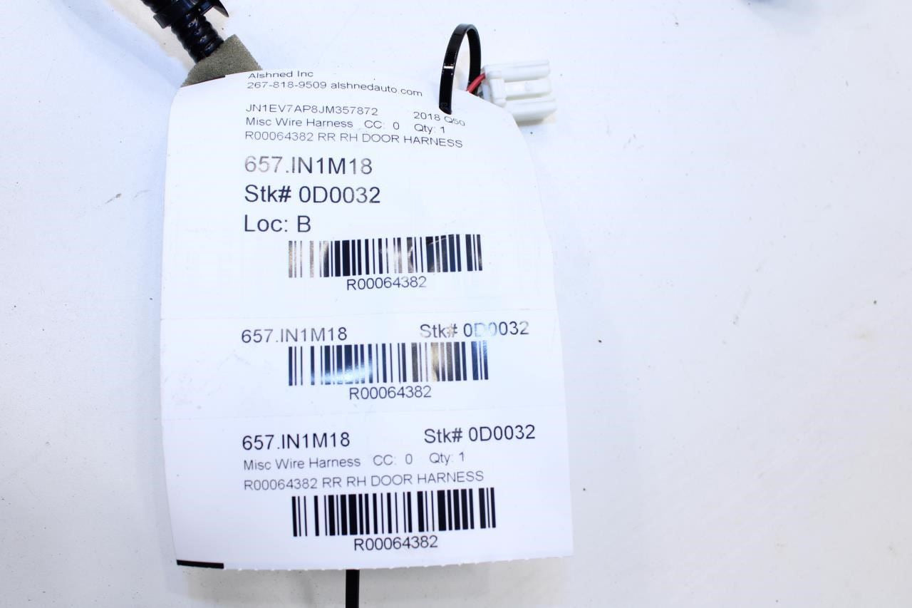 2014-19 Infiniti Q50 Luxe RWD Rear Right Passenger Door Wire Harness 24126-4GA0A - Alshned Auto Parts