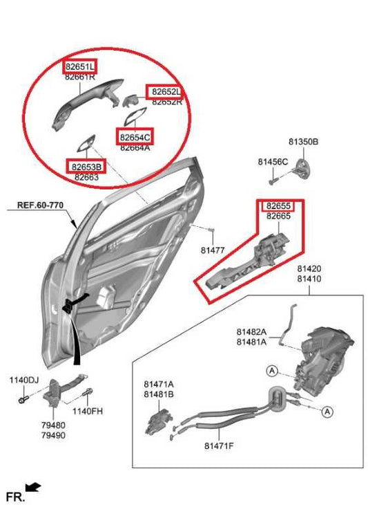 2019-2024 Kia Forte LXS Rear Left Driver Side Exterior Door Handle 82651-M6110 - Alshned Auto Parts