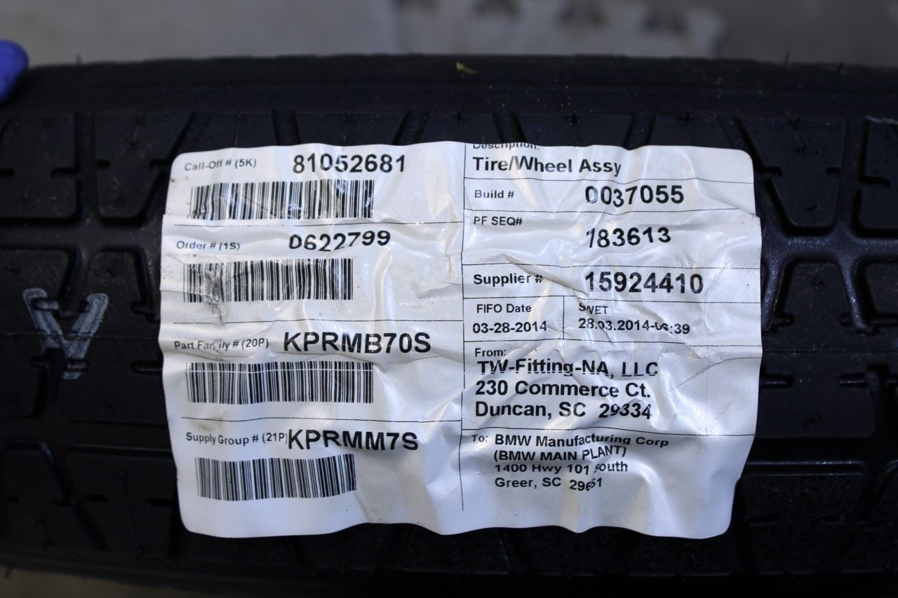 07-18 BMW X5 xDrive35i Steel Spare Wheel Tire Dunlop Space Miser MK3 T155/90D18 - Alshned Auto Parts