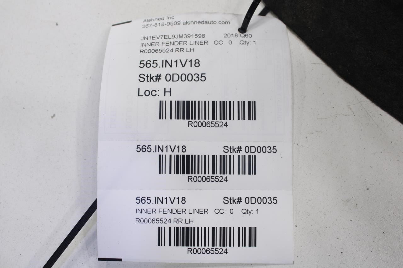 2017-2022 Infiniti Q60 Luxe Rear Left Wheelhouse Liner Splash Shield 76749-5CA0A - Alshned Auto Parts