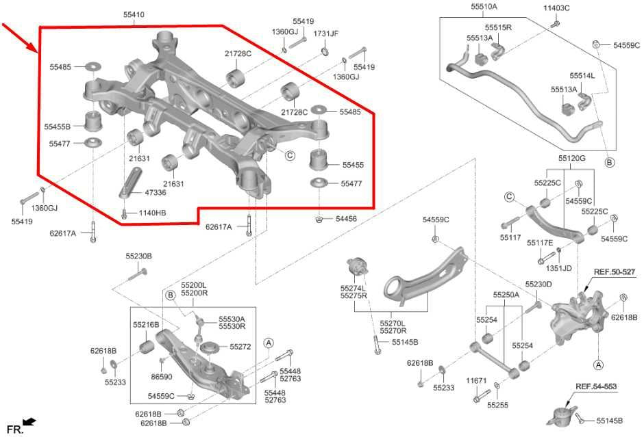 2019-2020 Hyundai Santa Fe SEL AWD Rear Crossmember Subframe 55405-S1250 OEM - Alshned Auto Parts