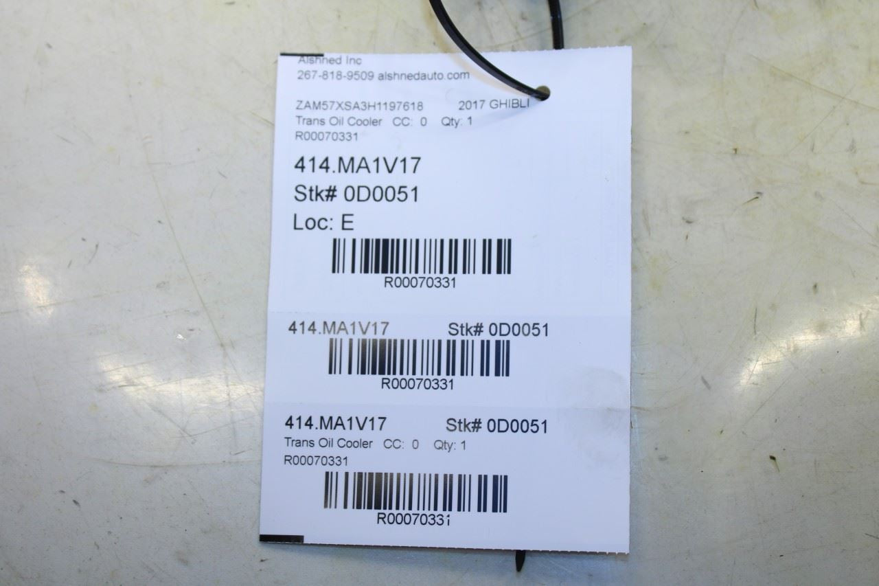 17-21 Maserati Ghibli 3.0L RWD Transmission Oil Cooler w/ Inlet and Outlet Hose - Alshned Auto Parts