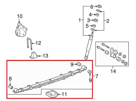 2018-22 Toyota Tacoma 4WD Rear Left Side Suspension Leaf Spring 48220-04351 OEM - Alshned Auto Parts