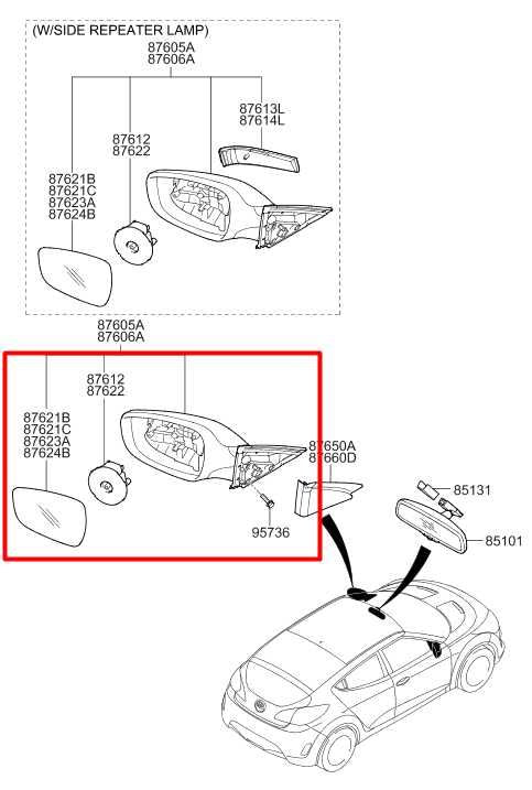 2011-14 Hyundai Veloster 1.6L Passenger Right Side Rear View Mirror 87620-2V3501