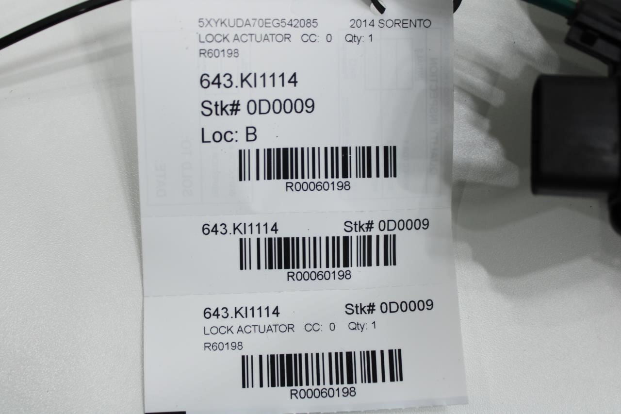 2009-2015 Kia Sorento Rear Right Side Door Lock Latch Actuator 81420-2P000 OEM - Alshned Auto Parts