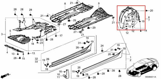 23-26 Acura Integra A-Spec Rear Left Driver Side Wheelhouse Liner Splash Shield - Alshned Auto Parts