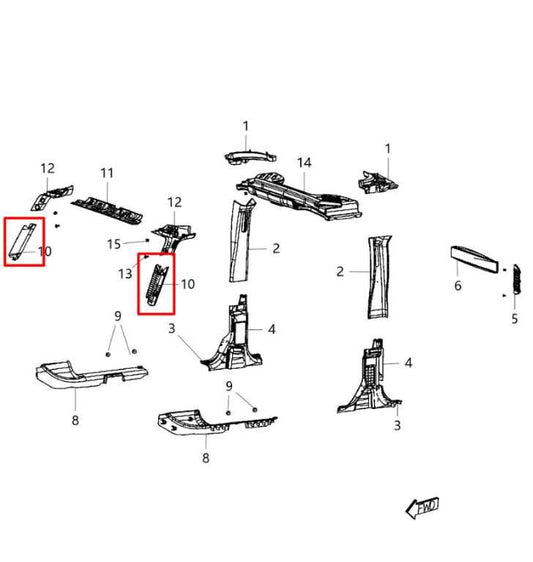 2011-18 Jeep Wrangler Sport 2dr 3.6L Front Right and Left Side A-Pillar Trim Set - Alshned Auto Parts