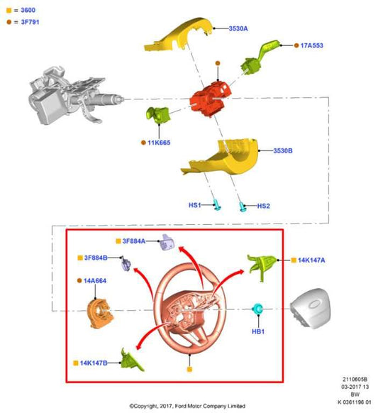 2018-2020 Ford EcoSport SE 1.0L FWD Steering Wheel Leather w/ Control Buttons - Alshned Auto Parts