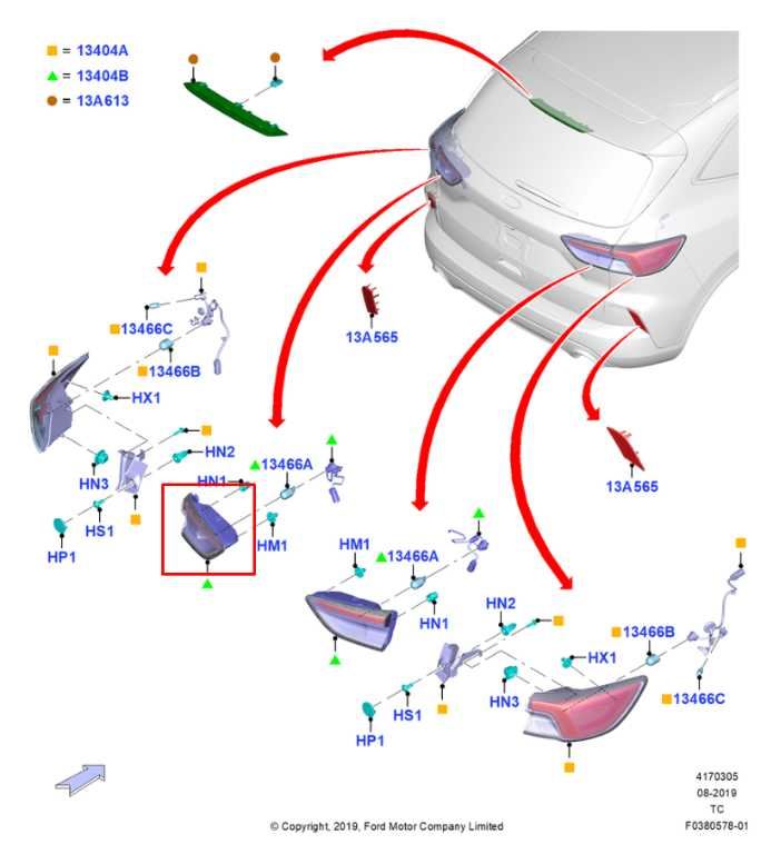 2020-2022 Ford Escape SEL Rear Left Driver Side Tail Light Lamp LJ6B-13A603-AF - Alshned Auto Parts