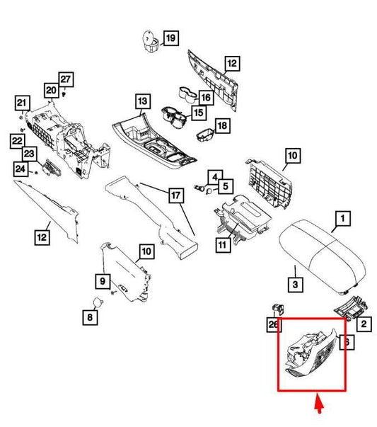 14-21 Jeep Grand Cherokee Rear Console Back Finish Panel w/ Air Vents 5PK70DX9AA - Alshned Auto Parts