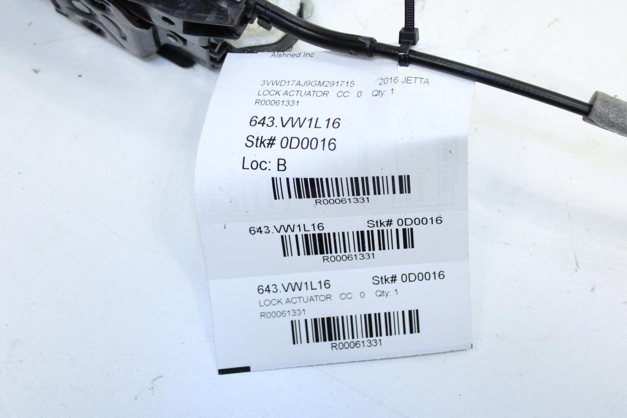 2014-2018 Volkswagen Jetta Sport Front RH Door Lock Latch Actuator 5K1-837-016-E - Alshned Auto Parts