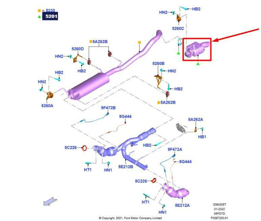 2018-2024 Ford Expedition MAX XLT 3.5L Rear Exhaust Muffler Pipe JL1Z-5201-B OEM - Alshned Auto Parts