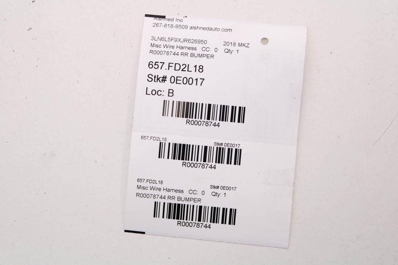 17-20 Lincoln MKZ Reserve Rear Bumper Wire Harness w Park Sensors HP5T-15K868-AC - Alshned Auto Parts