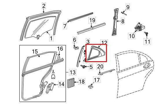 2007-2013 Mercedes-Benz S550 Rear Right Door Quarter Window Glass 221-730-24-20 - Alshned Auto Parts
