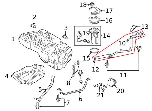 2018-2022 Ford EcoSport SE 1L Fuel Filler Neck Tube Pipe Hose GN13-9032-AC OEM - Alshned Auto Parts