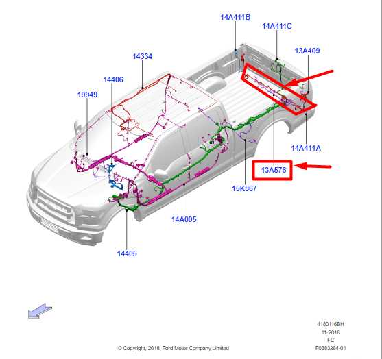 2015-20 Ford F150 Rear Bumper Trailer Tow Cable Wire Harness HL3T-14A576-BD OEM - Alshned Auto Parts