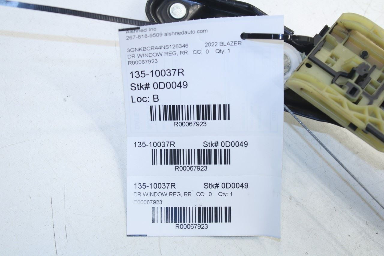 2019-24 Chevrolet Blazer 2LT Rear Right Door Window Regulator w/ Motor 84932476 - Alshned Auto Parts