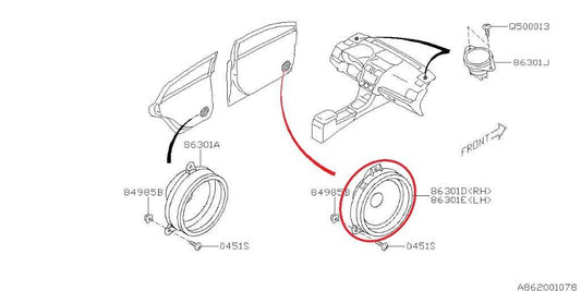 2008-16 Subaru Impreza Sport Front Right and Left Door Audio Speaker 86301FG002 - Alshned Auto Parts