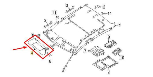 2016-21 Nissan Maxima FR RH Side Sun Visor w/ Illuminated Mirror 96400-9DE0A OEM - Alshned Auto Parts