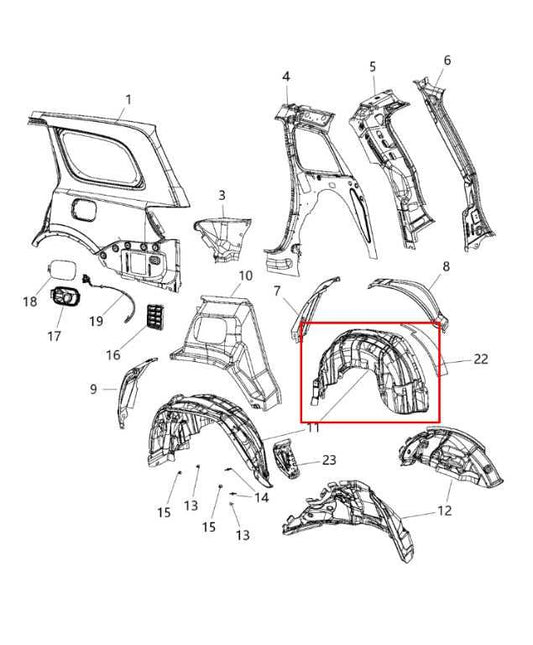 2011-2021 Jeep Grand Cherokee Overland Rear Left Wheelhouse Liner Splash Shield - Alshned Auto Parts