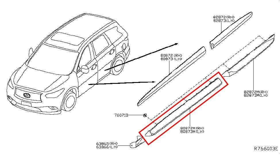 2016-2020 Infiniti QX60 Front Left Side Door Exterior Lower Molding 80877-9NB0A - Alshned Auto Parts