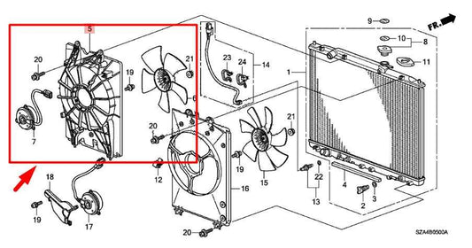 2009-15 Honda Pilot EXL 3.5L Left Radiator Cooling Fan Motor Assy 19015-RN0-A01 - Alshned Auto Parts