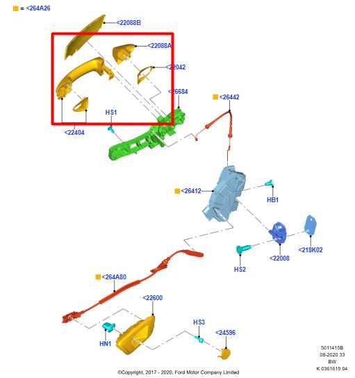 2018-2022 Ford EcoSport Rear Right Side Door Exterior Handle GN15-A224A36-AA OEM - Alshned Auto Parts