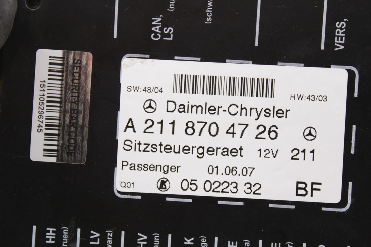 2006-2009 Mercedes-Benz CLK 350 Front Right Power Seat Memory Control Module OEM - Alshned Auto Parts