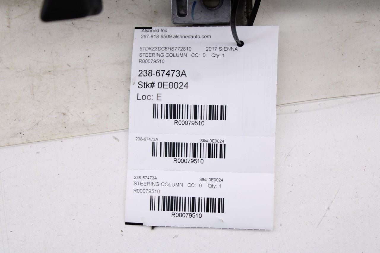 16-18 Toyota Sienna LE Steering Column Assembly w/ Ignition Switch Lock Cylinder - Alshned Auto Parts