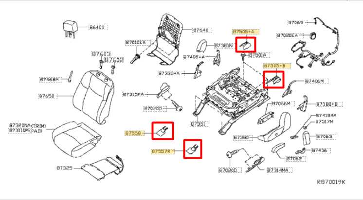 2013-20 Nissan Pathfinder SV Front RH and LH Seat Track Frame End Cap Cover Set - Alshned Auto Parts