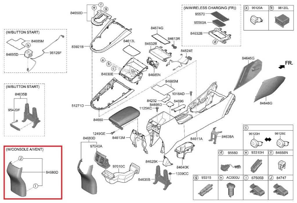 19-24 Kia Forte LXS RR Center Console Back Panel Trim w/o Air Vent 84640-M7000WK - Alshned Auto Parts