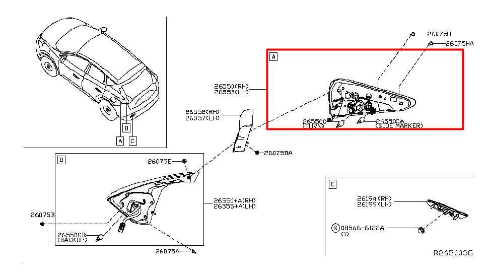 15-19 Nissan Murano S 3.6L Rear Passenger Right Side Tail Light Lamp 26550-5AA0B - Alshned Auto Parts