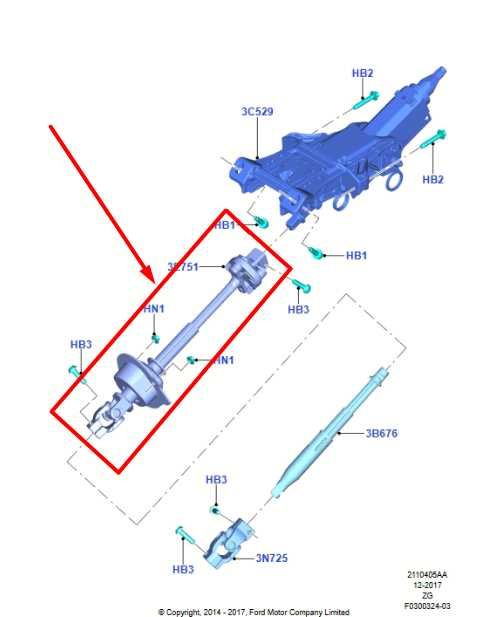2015-2023 Ford Mustang GT Steering Column Upper Shaft FR3C-3E751-AK OEM - Alshned Auto Parts