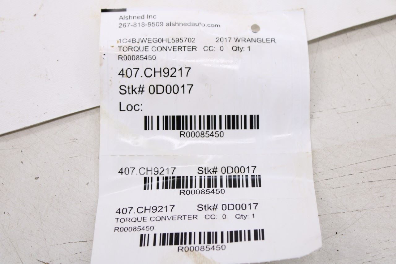 2012-2017 Jeep Wrangler Sahara 3.6L 4x4 Transmission Torque Converter 04753436AA9