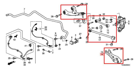 2014-20 Acura MDX Advance AWD Rear RH Suspension Upper and Lower Control Arm Set - Alshned Auto Parts