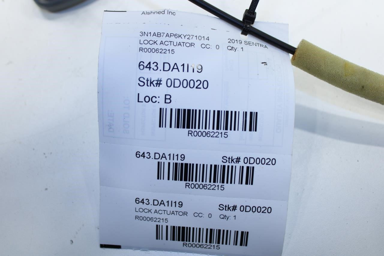 2013-2019 Nissan Sentra SV Rear Left Door Lock Latch Actuator 82501-9AN0A OEM - Alshned Auto Parts