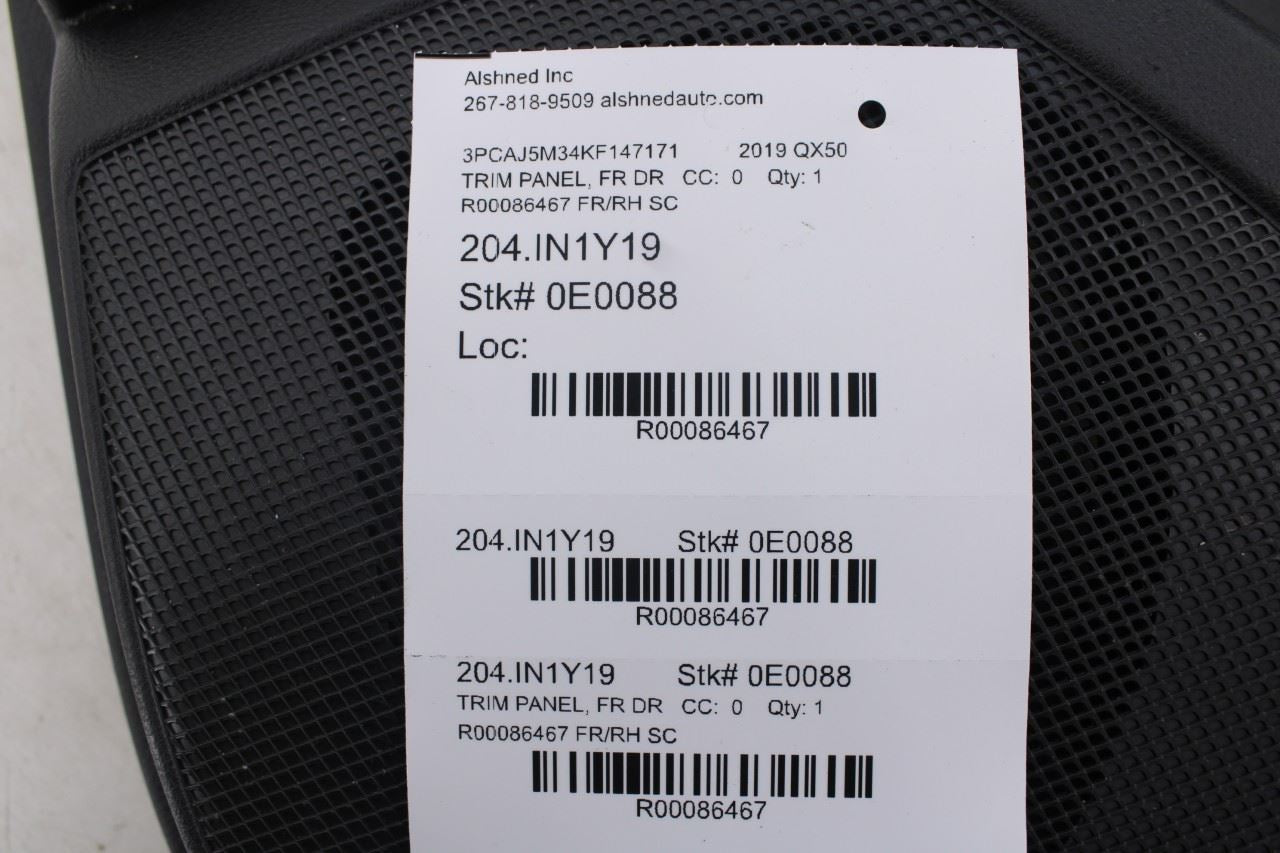 2019-25 Infiniti QX50 ESSENTIAL Front Right Side Door Trim Panel 809A05NF1A OEM - Alshned Auto Parts