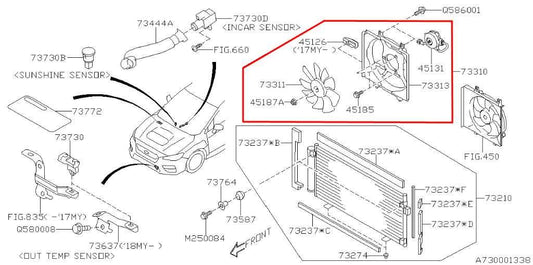 15-20 Subaru WRX 2.0L Right Condenser Cooling Fan Motor Assembly 73310SG000 OEM - Alshned Auto Parts