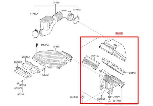 2015-2021 Hyundai Tucson Value 2.0L FWD Air intake Cleaner 28112-D3300 OEM - Alshned Auto Parts