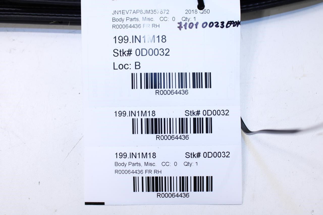 2014-23 Infiniti Q50 Luxe RWD Front Right Door Weatherstrip On Body 76921-4GA0A - Alshned Auto Parts
