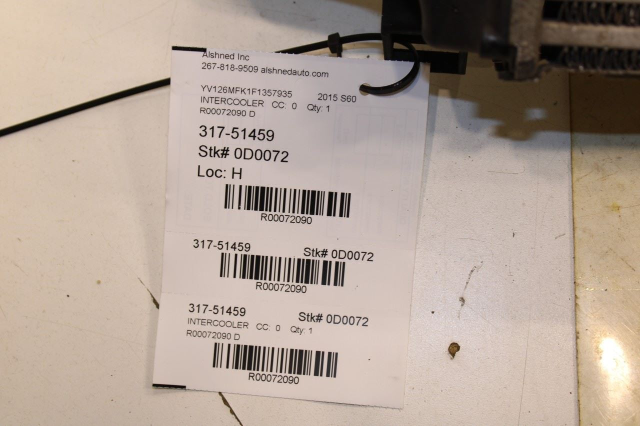 15-16 Volvo S60 T5 Premier 2.0L Intercooler Charge Air Cooler 31474506 OEM *ReaD - Alshned Auto Parts