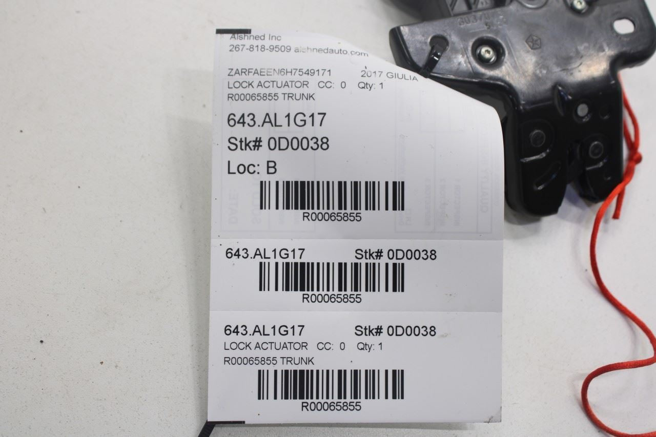 17-23 Alfa Romeo Giulia Ti 2.0L Rear Trunk Deck Lid Latch Lock Actuator 3037075 - Alshned Auto Parts
