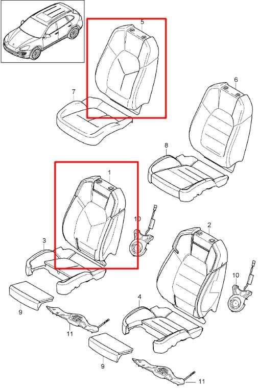 11-18 Porsche Cayenne S 4.8L Front Passenger RH Side Seat Backrest Upper Cushion1