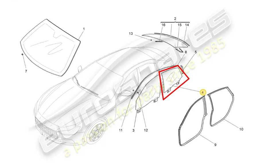 14-20 Maserati Ghibli Rear Right Passenger Side Door Window Glass 670038121 OEM - Alshned Auto Parts
