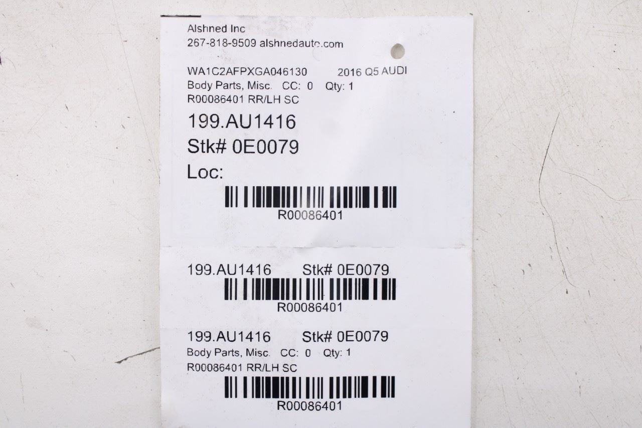 2013-2017 Audi Q5 Premium Rear Left Door Lower Body Side Molding 8R0853969LGRU - Alshned Auto Parts